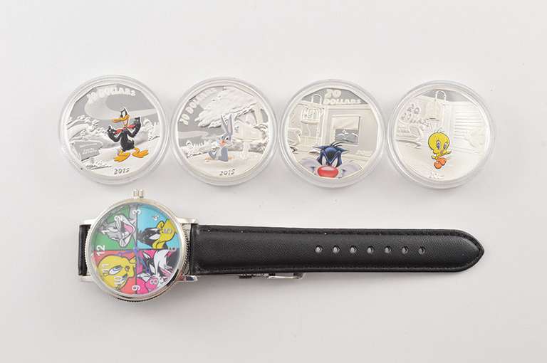 2015 Canada $20 Looney Tunes Fine Silver 4 Coin & Watch Set Box & COA