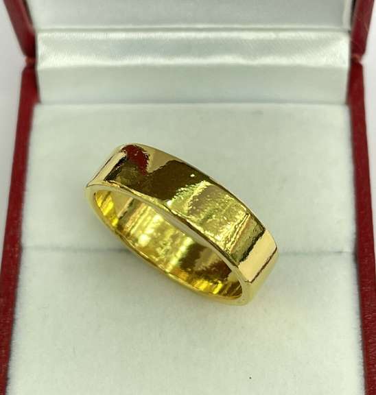 Pure 24kt Solid Yellow Gold Band Ring- Size 8