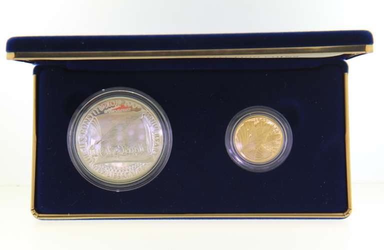 United States Constitution 1987 $1 Silver and $5 Gold Coin