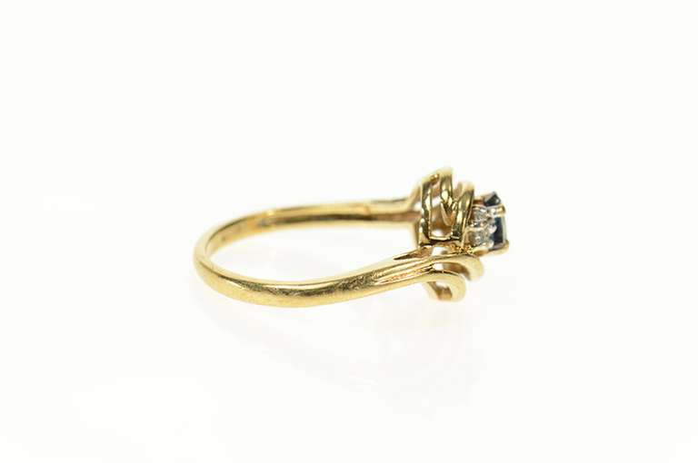 10K Yellow Gold Natural Sapphire Diamond Accent Bypass Ring