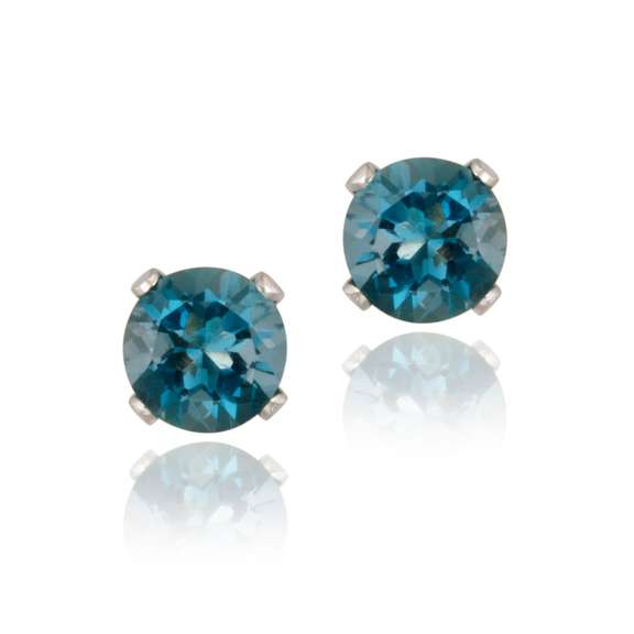 14K White Gold 1.1ct London Blue Topaz Stud Earrings, 5mm