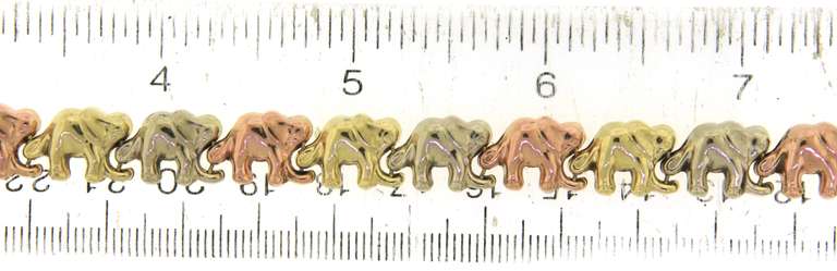 Fabulous Tri Gold Elephant Link Bracelet