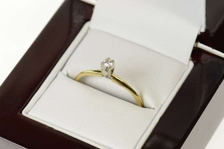 14K Yellow Gold Diamond Solitaire Classic Promise Engagement Ring