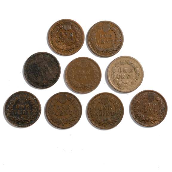 9 Part to Full Liberty Indian Head Cents