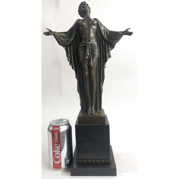 Art Nouveau Nude Woman Awakening Bronze Sculpture