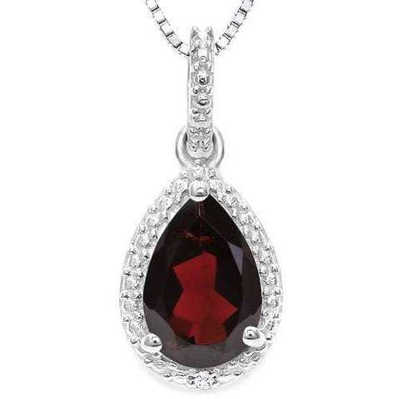 1.78 CT GARNET & DIAMOND 925 STERLING SILVER PENDANT