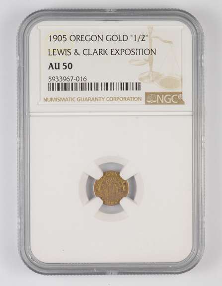 AU50 1905 Lewis & Clark Exposition 1/2 Oregon Gold Token - Graded NGC