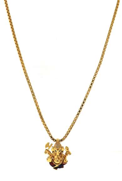 Dynamic 21kt Enamel Ganesh Pendant on Chain
