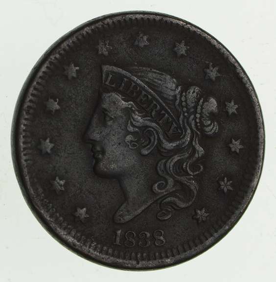 1838 Young Head Large Cent - Circulated