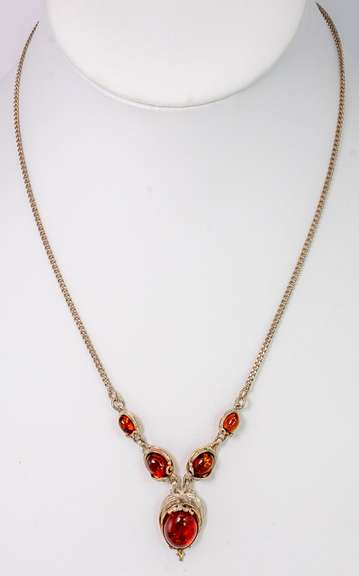 Entrancing Amber Necklace in Sterling Silver