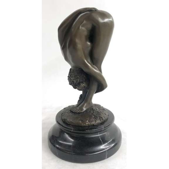 Nude Girl Bending Bronze Figurine
