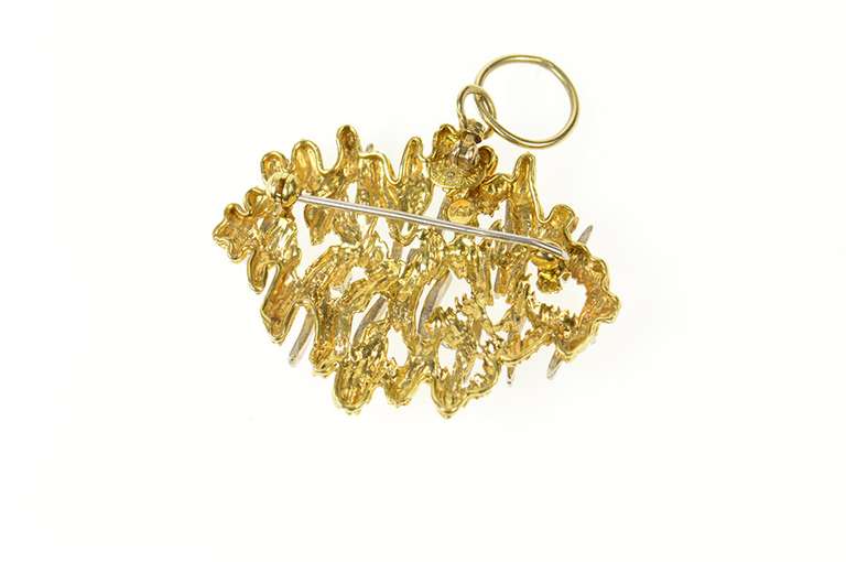 18K Yellow Gold 0.30 Ctw Abstract Grooved Textured Diamond Pendant