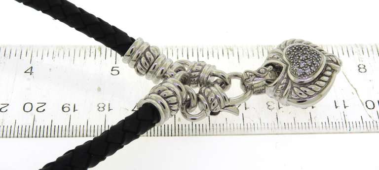 Judith Ripka Heart Enhancer on Braided Leather Cord