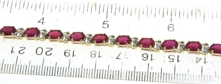 Festive Yellow Gold Rubies and Diamond Tenni Bracelet