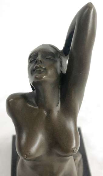 Sexy Lady Sits on Rock Bronze Sculpture