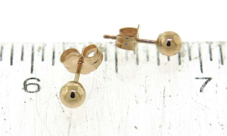 Cute Yellow Gold Ball Stud Earrings