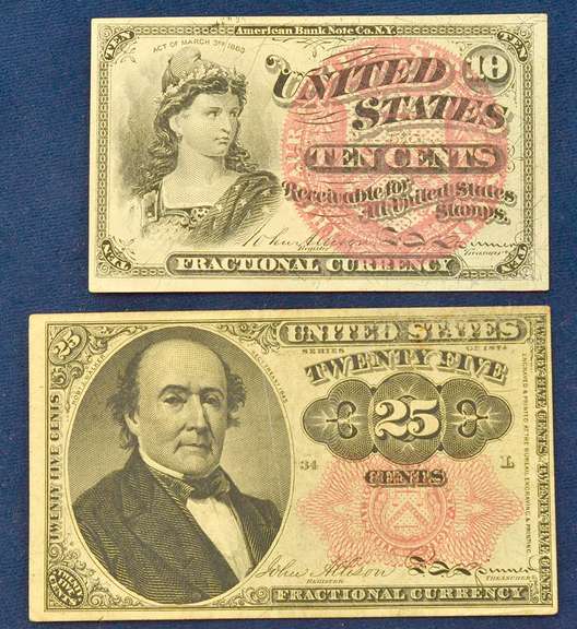 Two Nice Fractional Currency Notes