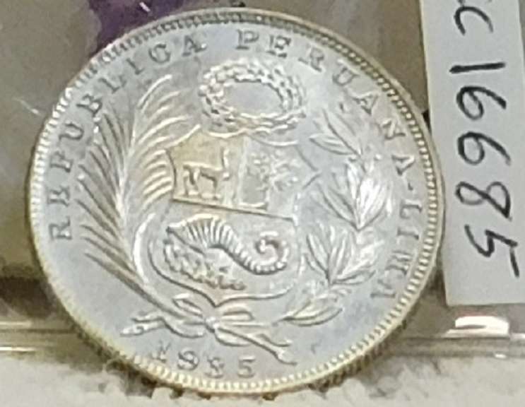 Peru 1935 Sil Dol Half Sol Silver 500 fine