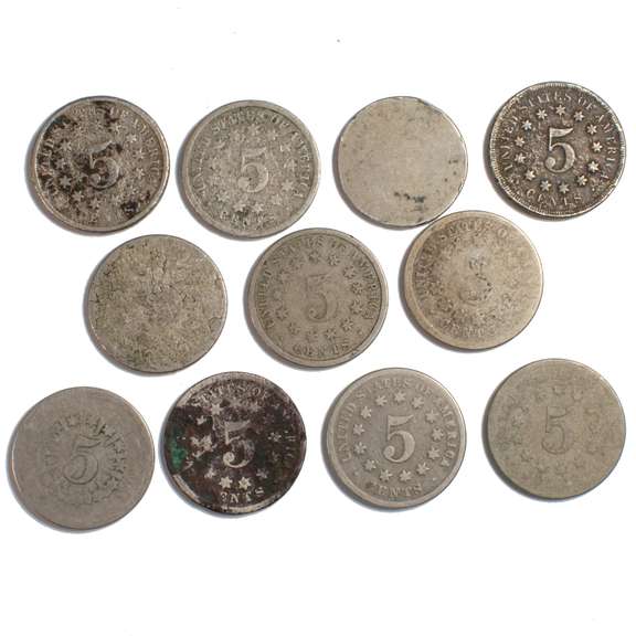 11 Shield Nickels