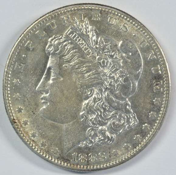 Key date nearly BU 1883-S Morgan Silver Dollar. Flashy