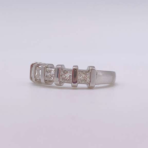 14kt Solid White Gold Diamond Band