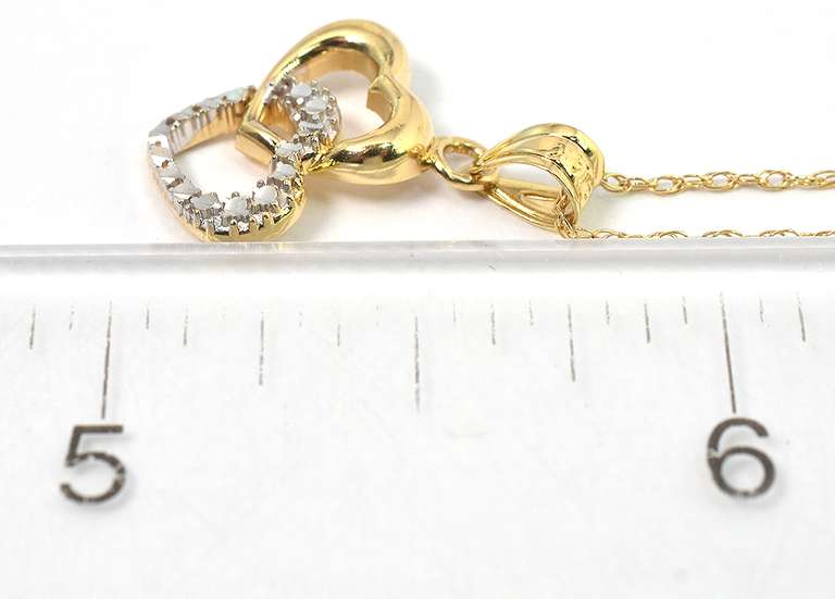 Sweet Interlocked Hearts Necklace in 14KT 2-Tone Gold