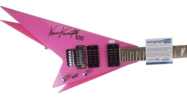 KISS Vinnie Vincent Autographed Signed Double Flying V Guitar ACOA