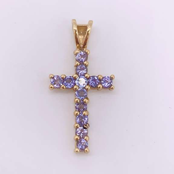 14kt Gold & Tanzanite Cross Pendant