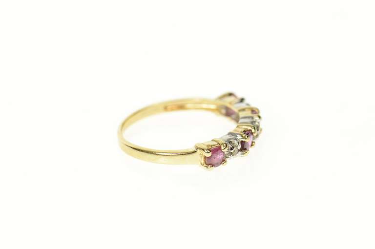 10K Yellow Gold Ruby Diamond Classic Wedding Band Ring
