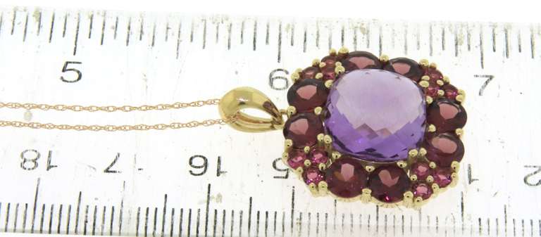 Charming Amethyst and Tourmaline Pendant on Chain