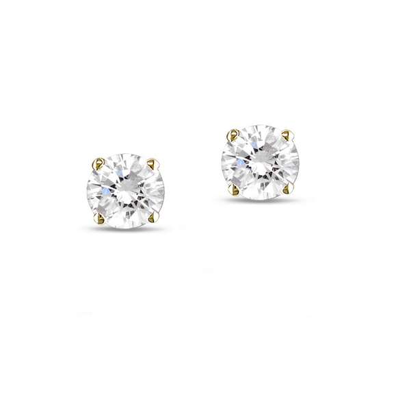 Gold over Sterling Silver 2ct Created White Sapphire Round Stud Earrings, 6mm