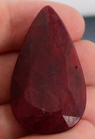 Fiery 90ct pear cut rich red Ruby