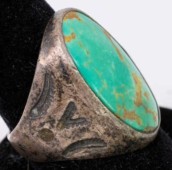 Massive Vintage Turquoise Ring in Sterling Silver