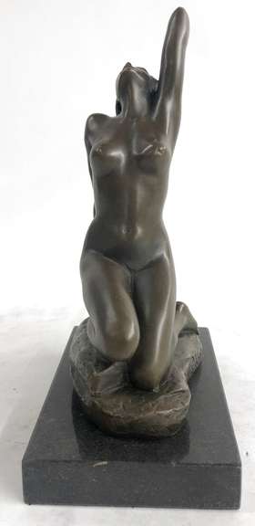 Sexy Lady Sits on Rock Bronze Sculpture