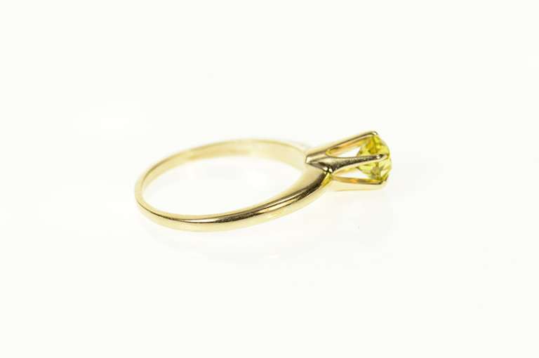 14K Yellow Gold Round Yellow Cubic Zirconia Solitaire Simple Ring
