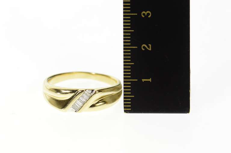 14K Yellow Gold 0.22 Ctw Baguette Diamond Men's Wedding Ring
