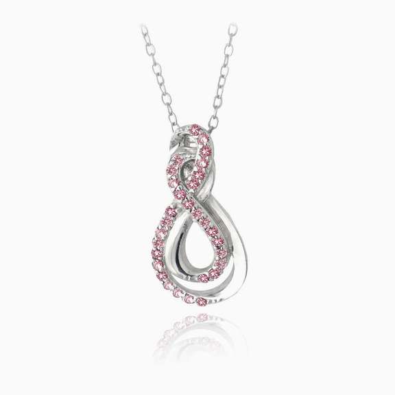Sterling Silver Created Pink Sapphire Intertwined Infinity Necklace