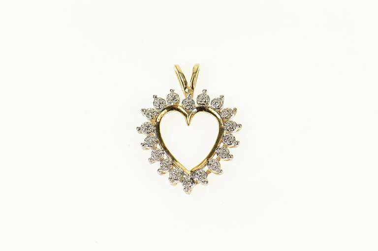10K Yellow Gold Diamond Accent Classic Heart Love Symbol Pendant