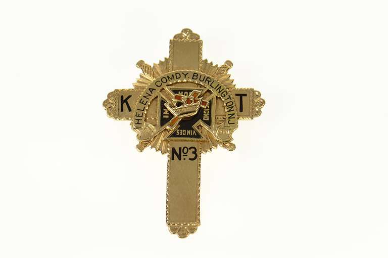 14K Yellow Gold 1920's Knights Templar Commandery Cross Pin/Brooch