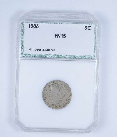FN15 1886 Liberty V Nickel - Graded by PCI