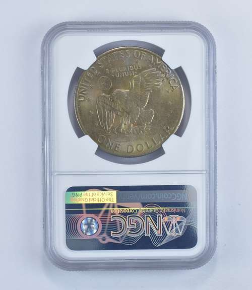 MS63 1971 Eisenhower Dollar - RAINBOW TONED - Graded NGC