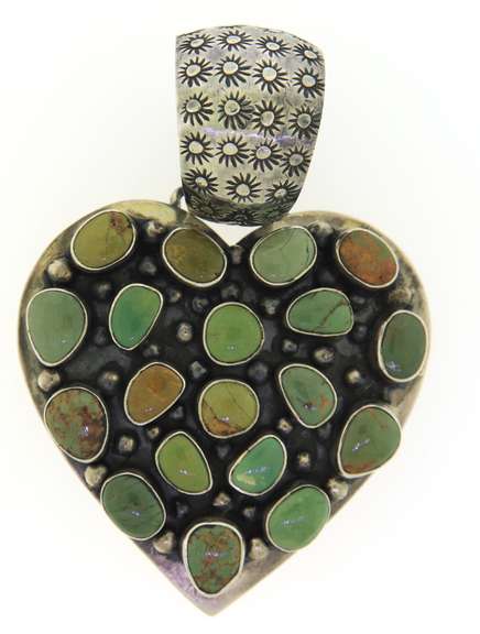 Sterling Silver Dooson Turquoise Heart Shaped Pendant