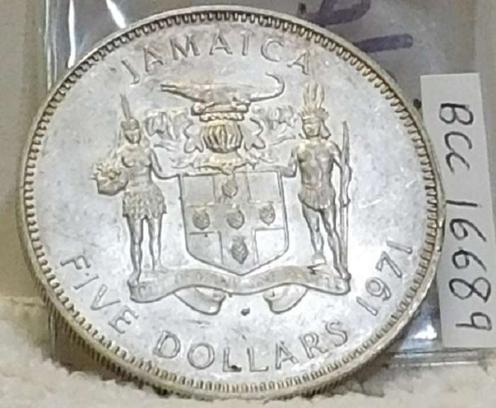 Jamaica 1971 Commem Sil $5 Dol; over 1.25oz Sil
