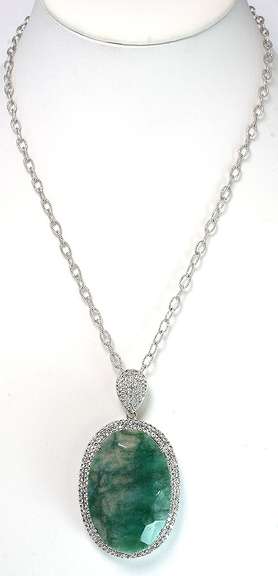 Ravishing Colossal 101.48CTS Natural Emerald & Sapphire Necklace in Sterling Silver
