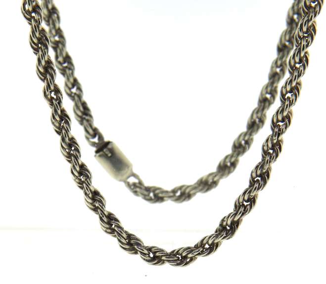 Vintage Sterling Silver Rope Chain Necklace