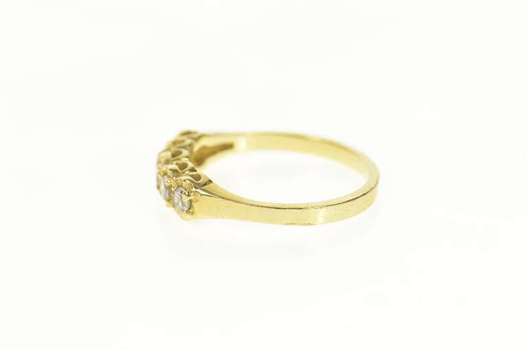 14K Yellow Gold Five Stone Classic Travel Wedding Band Ring