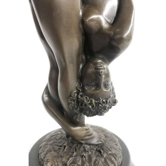 Nude Girl Bending Bronze Figurine