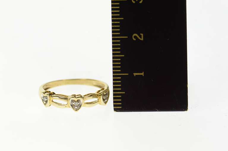 14K Yellow Gold Diamond Scalloped Heart Wedding Promise Ring