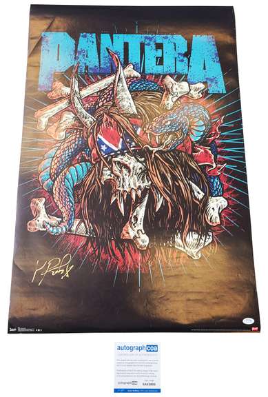 Pantera Vinnie Paul Autographed Signed 24x36 Poster ACOA