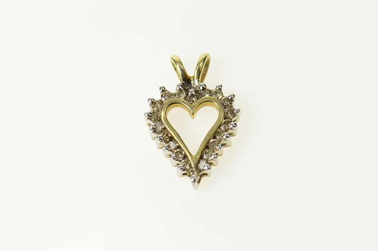 10K Yellow Gold Classic Diamond Heart Love Symbol Pendant